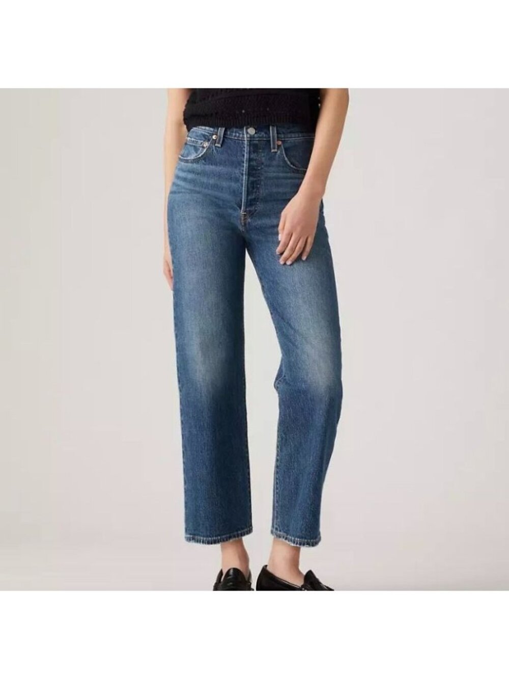 Levi's Ribcage Straight Jeans Indigo Blue Women 26 HR Denim Retro Classic Ankle